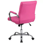 Chaise de bureau pivotante de direction Emma and Oliver Mid-Back en vinyle avec base et accoudoirs chromés