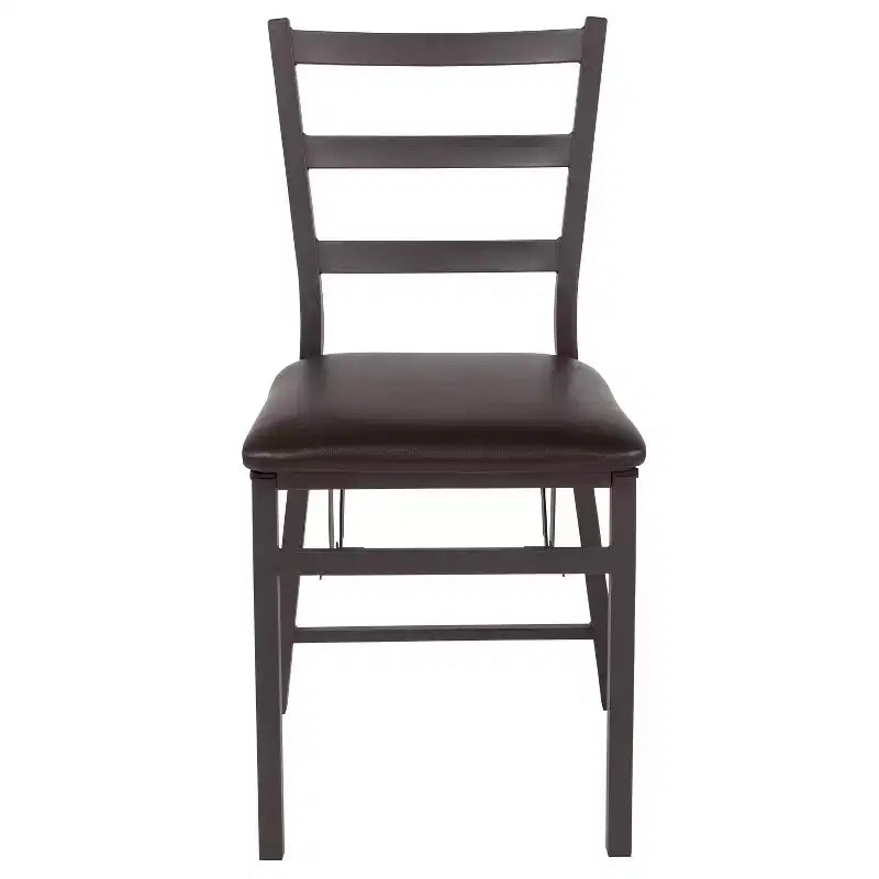Emma et Oliver Lot de 2 chaises pliantes en métal à dossier échelle avec assise en vinyle marron