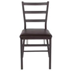 Emma et Oliver Lot de 2 chaises pliantes en métal à dossier échelle avec assise en vinyle marron