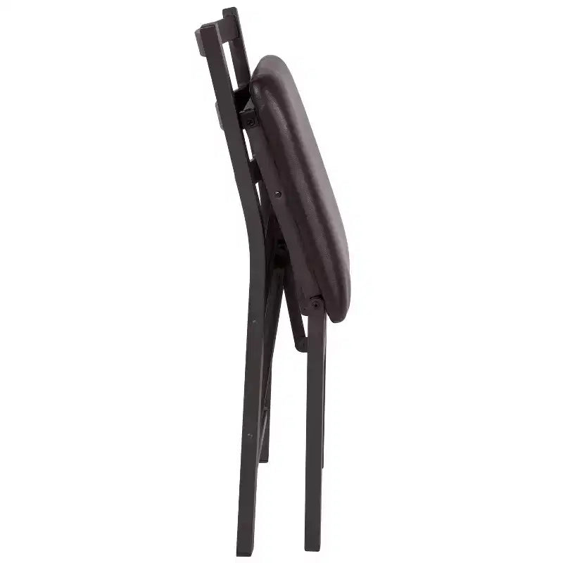 Emma et Oliver Lot de 2 chaises pliantes en métal à dossier échelle avec assise en vinyle marron