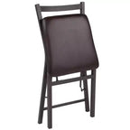 Emma et Oliver Lot de 2 chaises pliantes en métal à dossier échelle avec assise en vinyle marron