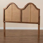 Hazel Vintage Wood and Synthetic Rattan Arched Headboard Walnut - Baxton Studio
