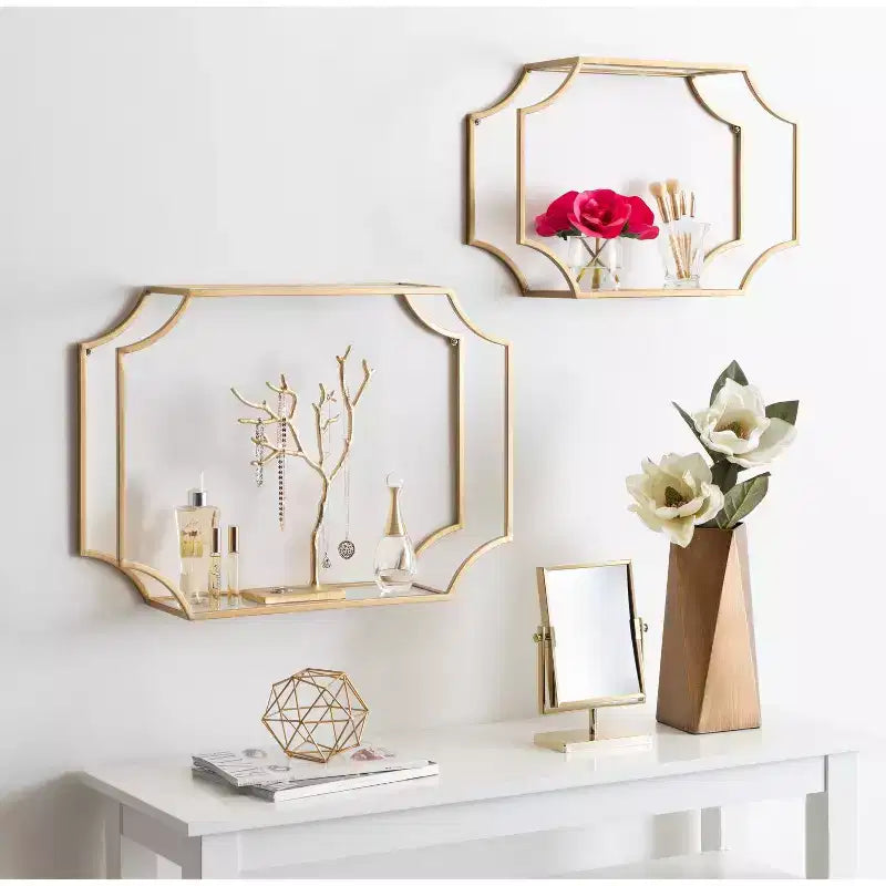Lot de 2 étagères murales en métal Ciel Modern Glam – Kate & Laurel All Things Decor