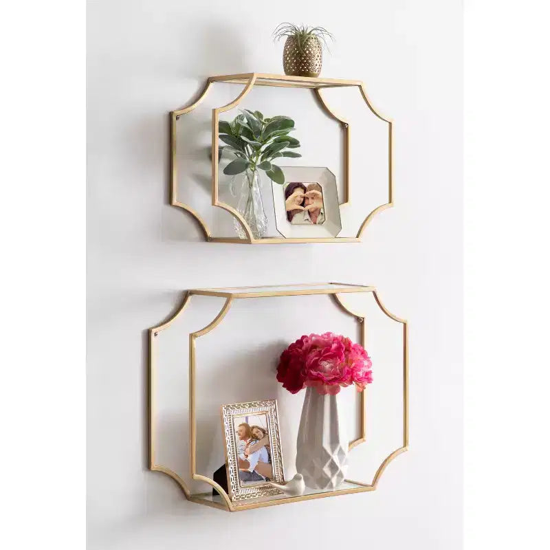 Lot de 2 étagères murales en métal Ciel Modern Glam – Kate & Laurel All Things Decor