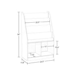 Étagère à livres et meuble de rangement pour jouets RiverRidge Kids avec 4 casiers à livres et 2 compartiments, blanc avec 2 bacs en tissu