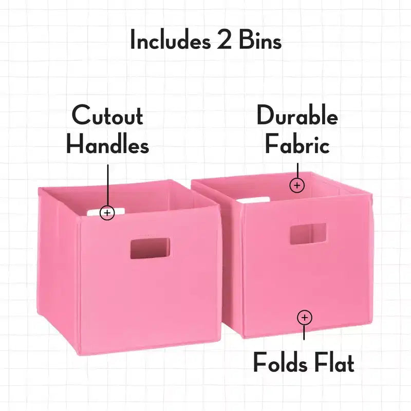 Étagère à livres et meuble de rangement pour jouets RiverRidge Kids avec 4 casiers à livres et 2 compartiments, blanc avec 2 bacs en tissu