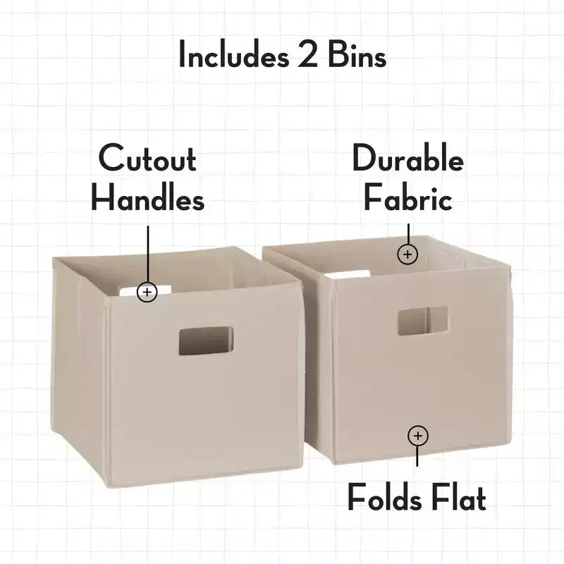 Étagère à livres et meuble de rangement pour jouets RiverRidge Kids avec 4 casiers à livres et 2 compartiments, blanc avec 2 bacs en tissu