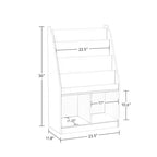 Étagère à livres et meuble de rangement pour jouets RiverRidge Kids avec 4 casiers à livres et 2 compartiments, blanc avec 2 bacs en tissu