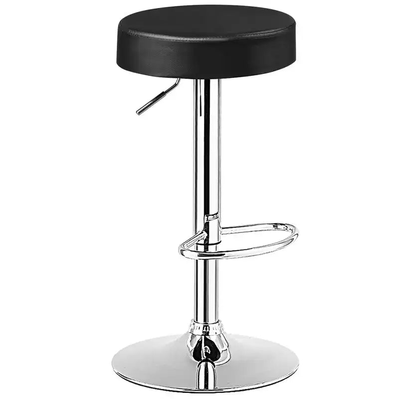 Costway Tabouret de bar rond 1 PC réglable pivotant en cuir synthétique avec repose-pieds Blanc\Noir\Rouge