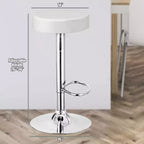 Costway Tabouret de bar rond 1 PC réglable pivotant en cuir synthétique avec repose-pieds Blanc\Noir\Rouge