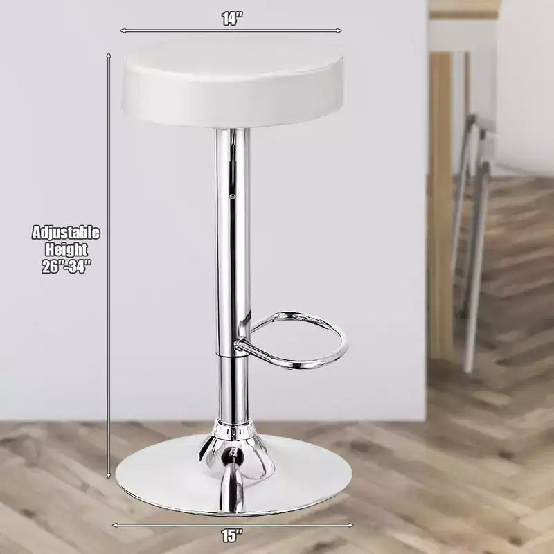 Costway Tabouret de bar rond 1 PC réglable pivotant en cuir synthétique avec repose-pieds Blanc\Noir\Rouge
