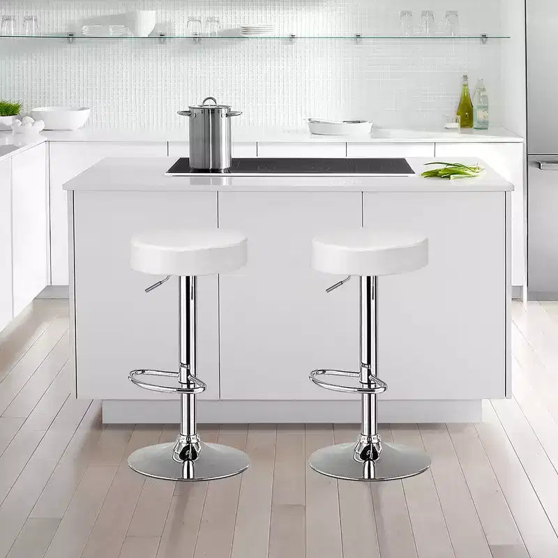 Costway Tabouret de bar rond 1 PC réglable pivotant en cuir synthétique avec repose-pieds Blanc\Noir\Rouge