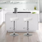 Costway Tabouret de bar rond 1 PC réglable pivotant en cuir synthétique avec repose-pieds Blanc\Noir\Rouge