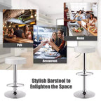 Costway Tabouret de bar rond 1 PC réglable pivotant en cuir synthétique avec repose-pieds Blanc\Noir\Rouge