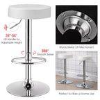 Costway Tabouret de bar rond 1 PC réglable pivotant en cuir synthétique avec repose-pieds Blanc\Noir\Rouge