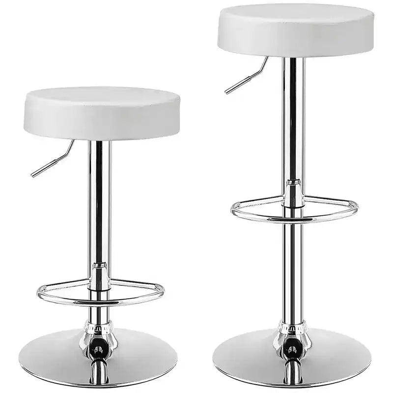 Costway Tabouret de bar rond 1 PC réglable pivotant en cuir synthétique avec repose-pieds Blanc\Noir\Rouge
