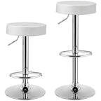 Costway Tabouret de bar rond 1 PC réglable pivotant en cuir synthétique avec repose-pieds Blanc\Noir\Rouge