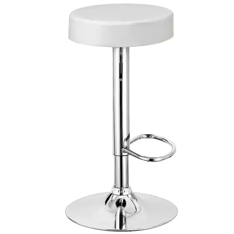 Costway Tabouret de bar rond 1 PC réglable pivotant en cuir synthétique avec repose-pieds Blanc\Noir\Rouge
