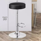 Costway Tabouret de bar rond 1 PC réglable pivotant en cuir synthétique avec repose-pieds Blanc\Noir\Rouge