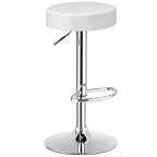 Costway Tabouret de bar rond 1 PC réglable pivotant en cuir synthétique avec repose-pieds Blanc\Noir\Rouge