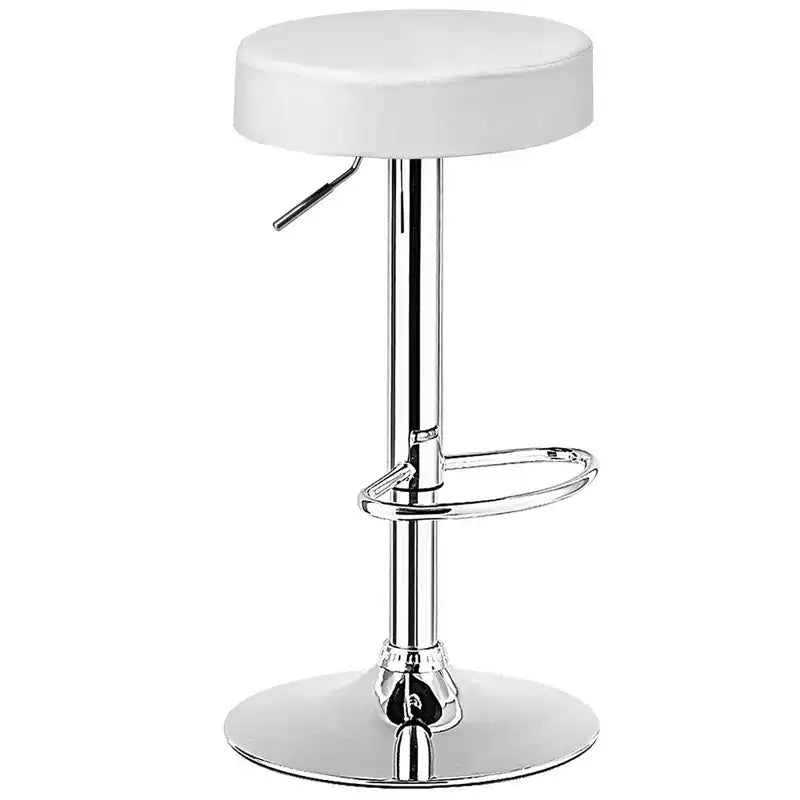 Costway Tabouret de bar rond 1 PC réglable pivotant en cuir synthétique avec repose-pieds Blanc\Noir\Rouge