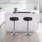 Costway Tabouret de bar rond 1 PC réglable pivotant en cuir synthétique avec repose-pieds Blanc\Noir\Rouge