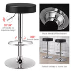 Costway Tabouret de bar rond 1 PC réglable pivotant en cuir synthétique avec repose-pieds Blanc\Noir\Rouge