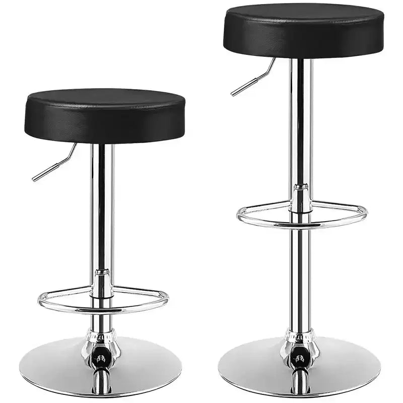 Costway Tabouret de bar rond 1 PC réglable pivotant en cuir synthétique avec repose-pieds Blanc\Noir\Rouge