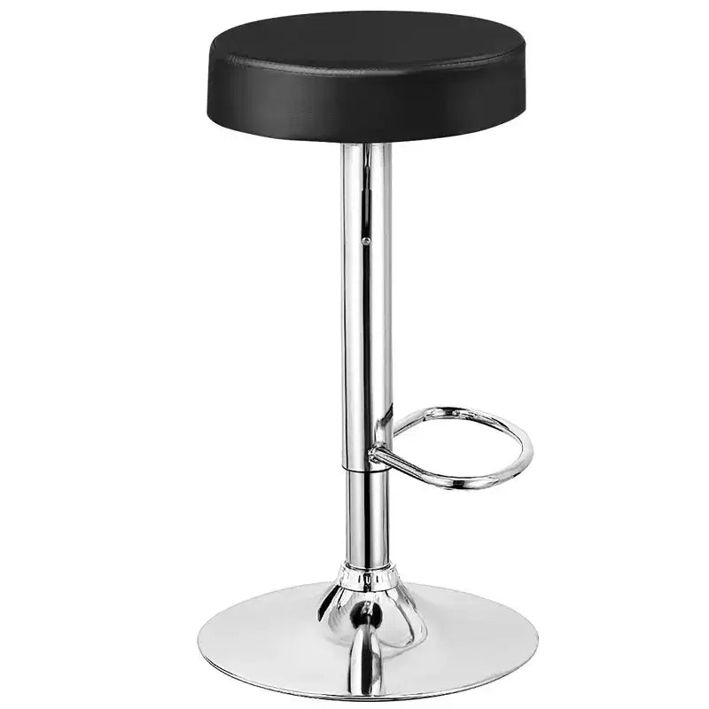 Costway Tabouret de bar rond 1 PC réglable pivotant en cuir synthétique avec repose-pieds Blanc\Noir\Rouge