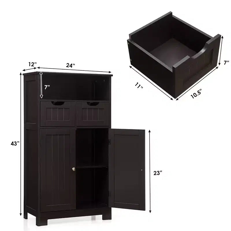 Meuble de rangement de salle de bain Costway en bois avec tiroir et portes