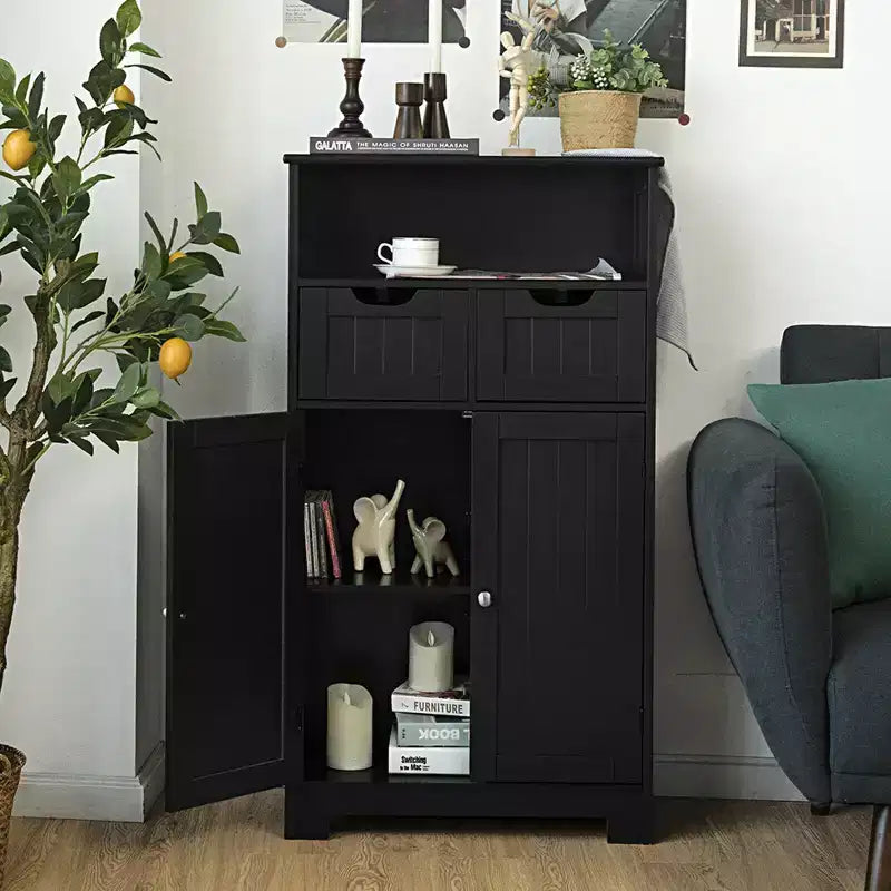 Meuble de rangement de salle de bain Costway en bois avec tiroir et portes