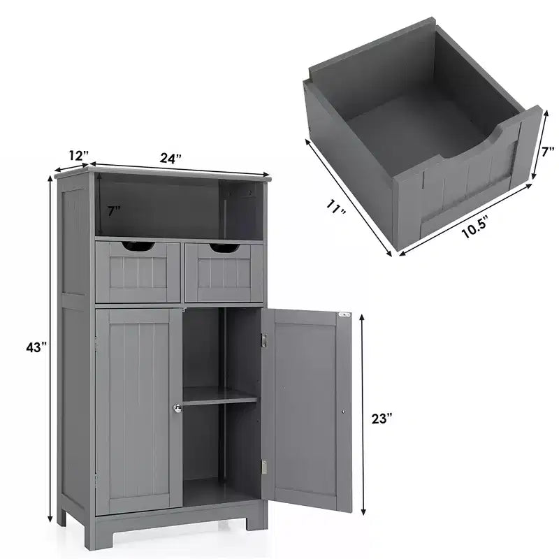 Meuble de rangement de salle de bain Costway en bois avec tiroir et portes