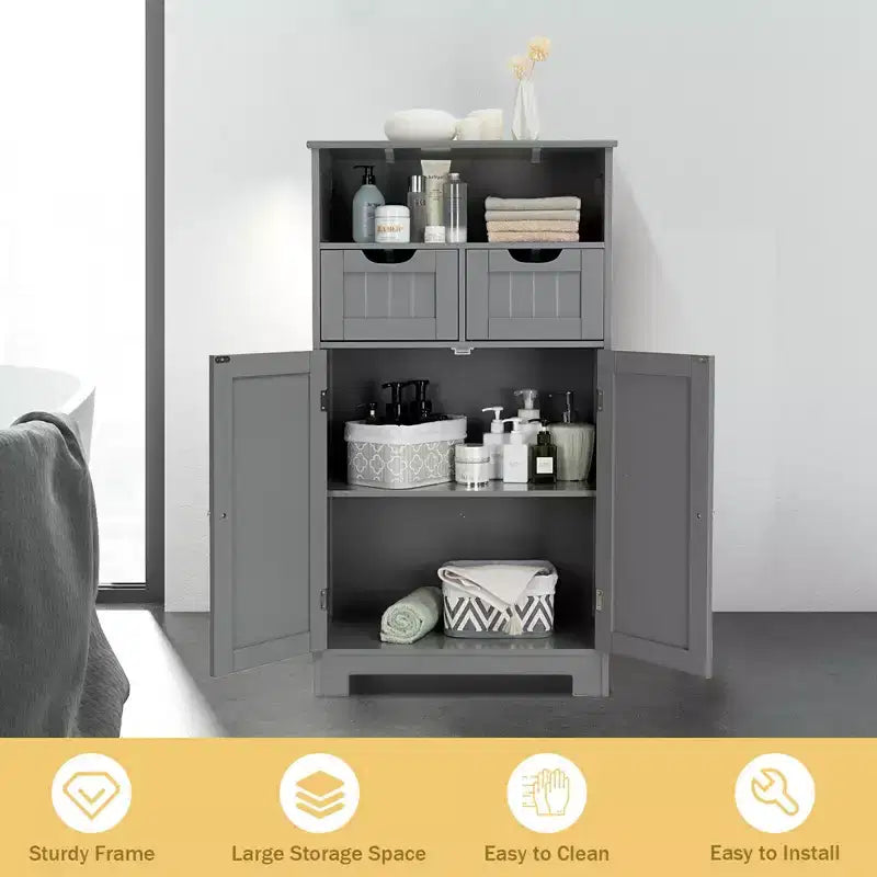 Meuble de rangement de salle de bain Costway en bois avec tiroir et portes