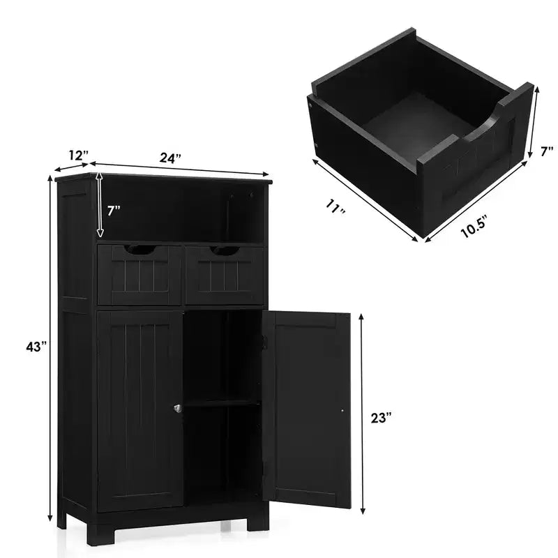 Meuble de rangement de salle de bain Costway en bois avec tiroir et portes