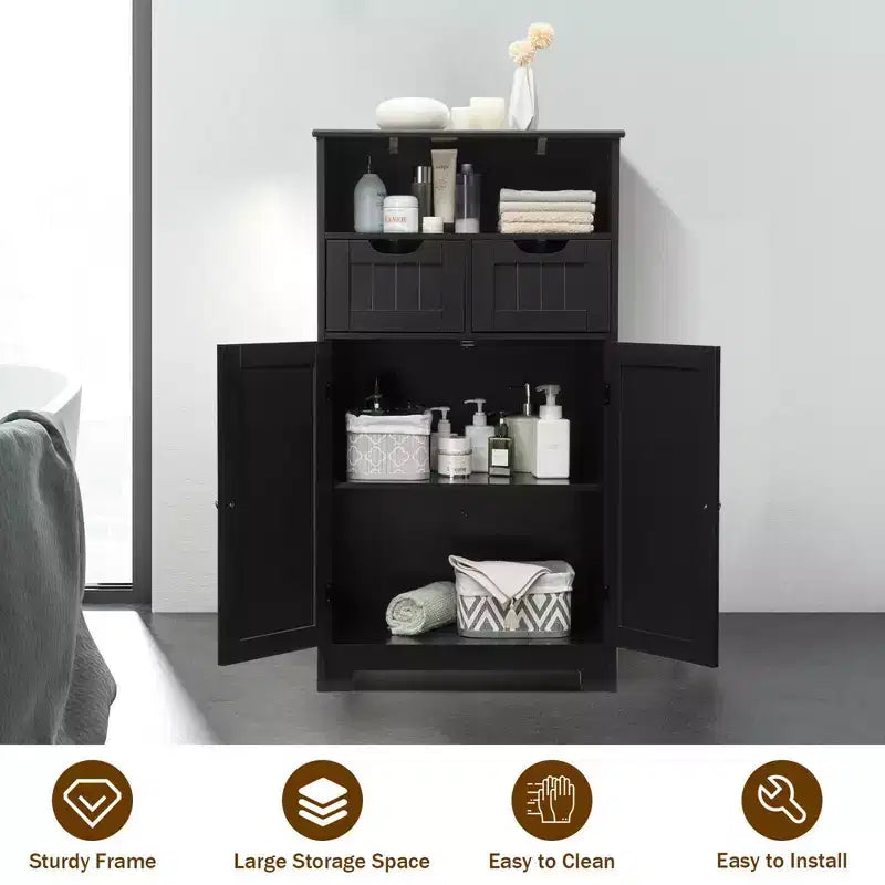 Meuble de rangement de salle de bain Costway en bois avec tiroir et portes