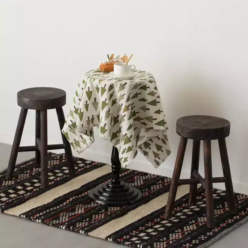 Vintiquewise Tabourets ronds en bois style cabane, lot de 2