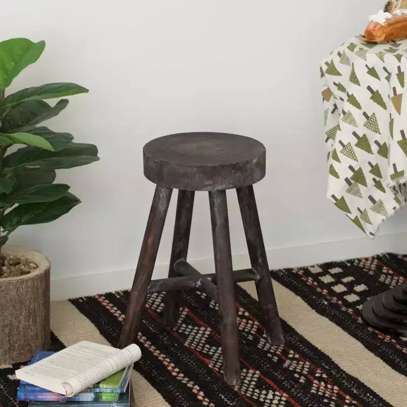 Vintiquewise Tabourets ronds en bois style cabane, lot de 2