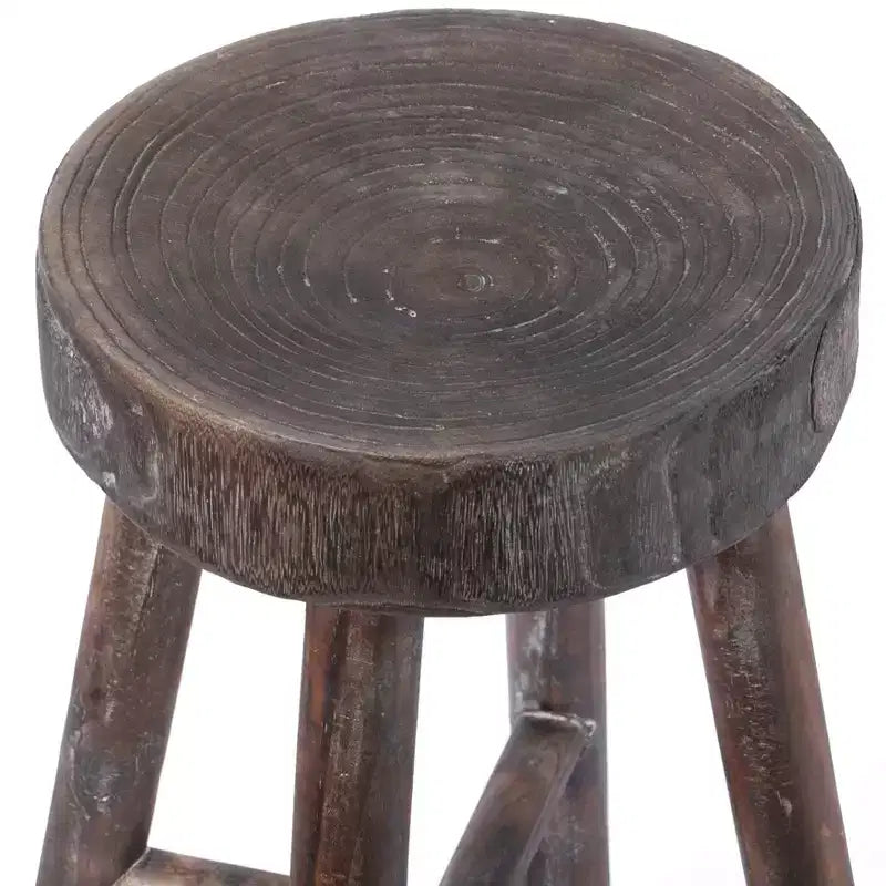 Vintiquewise Tabourets ronds en bois style cabane, lot de 2