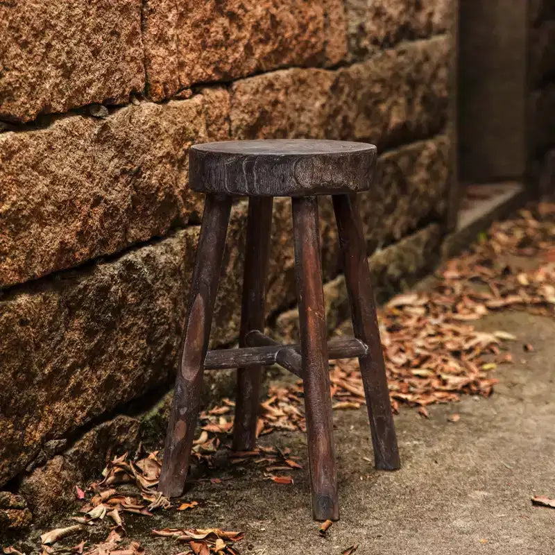 Vintiquewise Tabourets ronds en bois style cabane, lot de 2