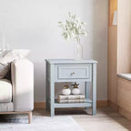 Table d'appoint HOMCOM, table de canapé avec tiroir de rangement et étagère inférieure pour salon, gris