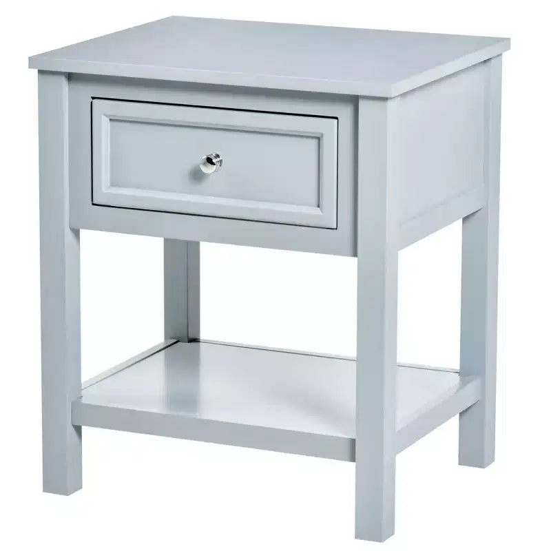 Table d'appoint HOMCOM, table de canapé avec tiroir de rangement et étagère inférieure pour salon, gris