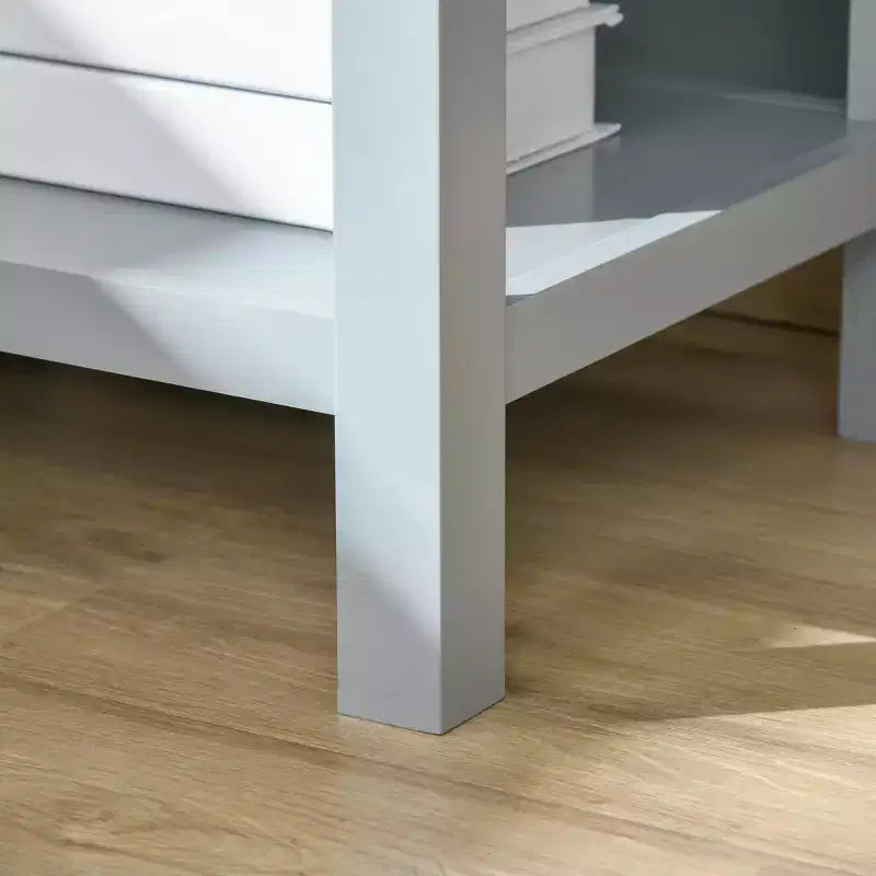 Table d'appoint HOMCOM, table de canapé avec tiroir de rangement et étagère inférieure pour salon, gris