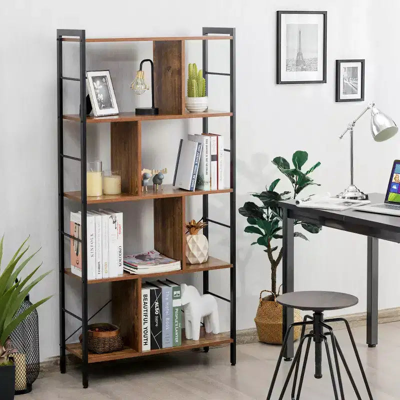 Costway Étagère à Livres Industrielle à 4 Niveaux, Meuble de Rangement sur Pied
