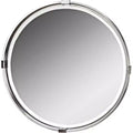 Uttermost Round Vanity Accent Wall Mirror Modern Beveled Brushed Nickel Metal Frame 29 1/2 Wide for Bathroom Bedroom Living Room