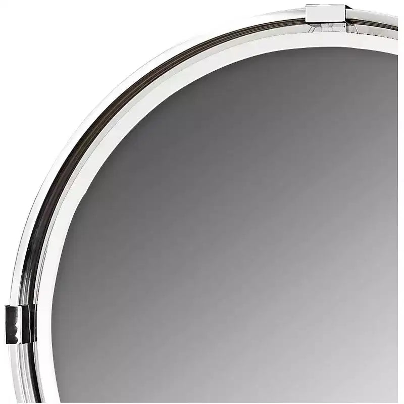 Uttermost Round Vanity Accent Wall Mirror Modern Beveled Brushed Nickel Metal Frame 29 1/2 Wide for Bathroom Bedroom Living Room