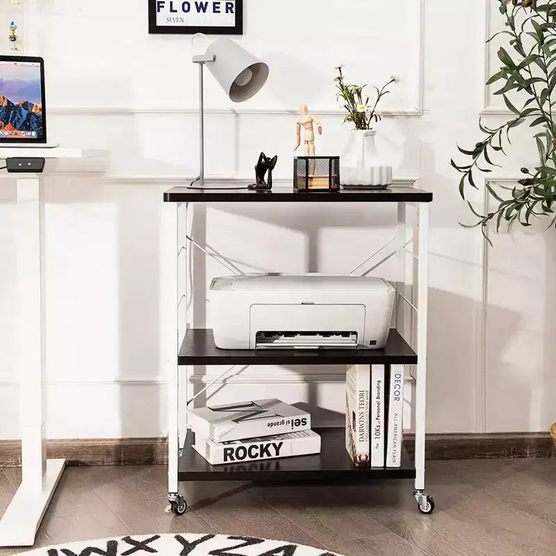 Étagère de Boulanger de Cuisine à 3 Niveaux Costway avec Chariot de Rangement pour Micro-ondes et Crochets