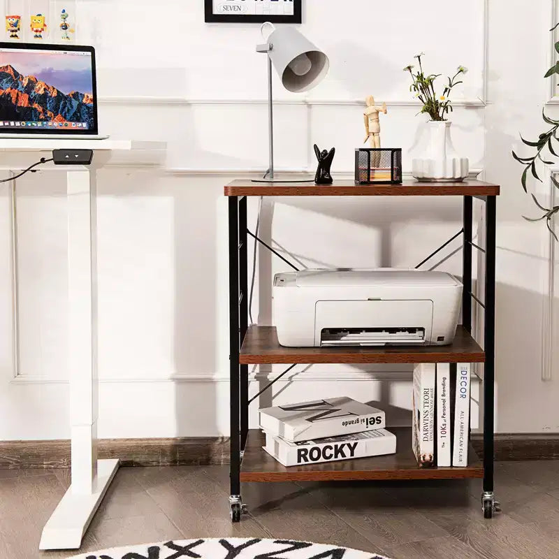 Étagère de Boulanger de Cuisine à 3 Niveaux Costway avec Chariot de Rangement pour Micro-ondes et Crochets