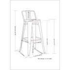 Lot de 4 tabourets de bar Josephine en métal hauteur comptoir - WyndenHall