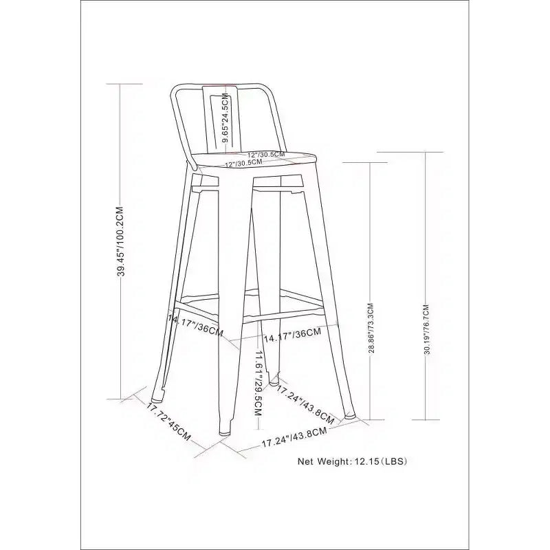 Lot de 4 tabourets de bar Josephine en métal hauteur comptoir - WyndenHall