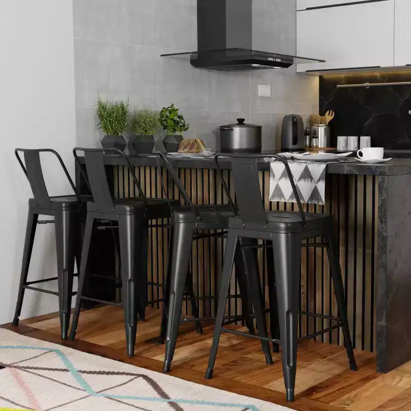 Lot de 4 tabourets de bar Josephine en métal hauteur comptoir - WyndenHall